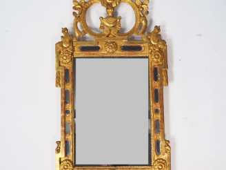 Vente aux enchères Miroir à parecloses de style transition Louis XV-Louis XVI en bois scu