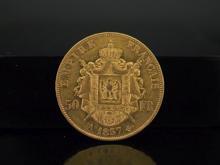 Pièce de 50 Francs or, 1857-A.  FRAIS ACHETEURS 10% HT.   