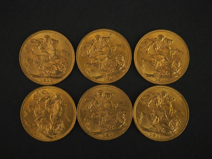 Six Souverains or, 1911. FRAIS ACHETEURS 10% HT.   