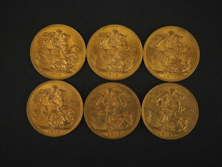 Six Souverains or, 1912. FRAIS ACHETEURS 10% HT.   