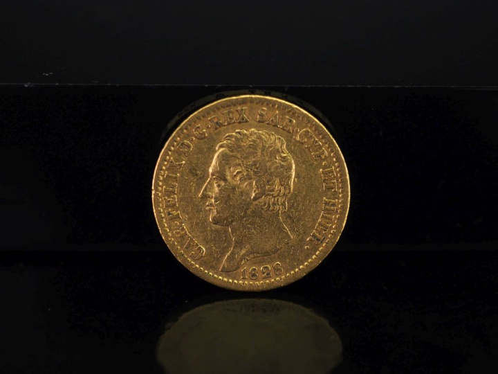 Pièce de 20 Lires or, Charles Felix de Savoie, 1828. FRAIS ACHETEURS 1