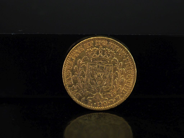Pièce de 20 Lires or, Charles Felix de Savoie, 1828. FRAIS ACHETEURS 1