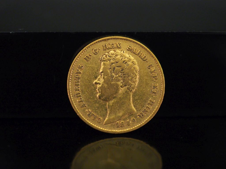 Pièce de 20 Lire or, Carlo Alberto, 1849. FRAIS ACHETEURS 10% HT.   