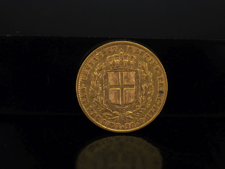 Pièce de 20 Lire or, Carlo Alberto, 1849. FRAIS ACHETEURS 10% HT.   