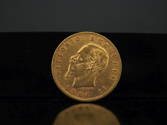 Vente aux enchères Pièce de 20 Lire or, Vittorio Emmanuele II, 1867. FRAIS ACHETEURS 10% 