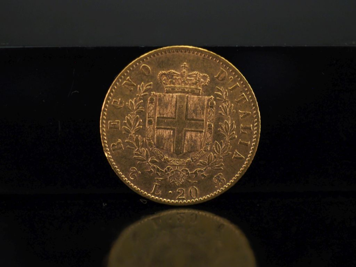 Pièce de 20 Lire or, Vittorio Emmanuele II, 1867. FRAIS ACHETEURS 10% 