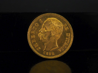 Vente aux enchères Pièce de 20 Lire or, Umberto I, 1882. FRAIS ACHETEURS 10% HT.   