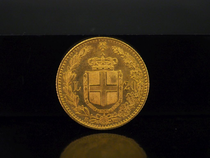 Pièce de 20 Lire or, Umberto I, 1882. FRAIS ACHETEURS 10% HT.   