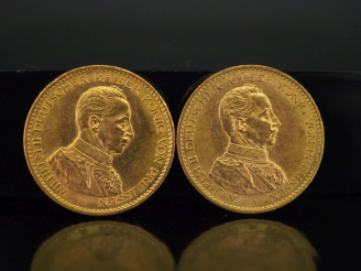 Vente aux enchères Deux pièces de 20 Mark or, 1914.  FRAIS ACHETEURS 10% HT.   