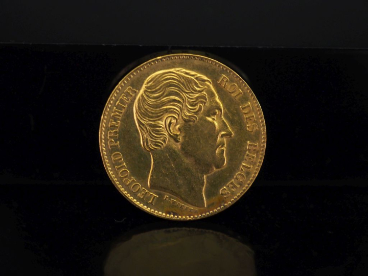 Pièce de 20 Francs or belge, Leopold Premier, 1865.  FRAIS ACHETEURS 1