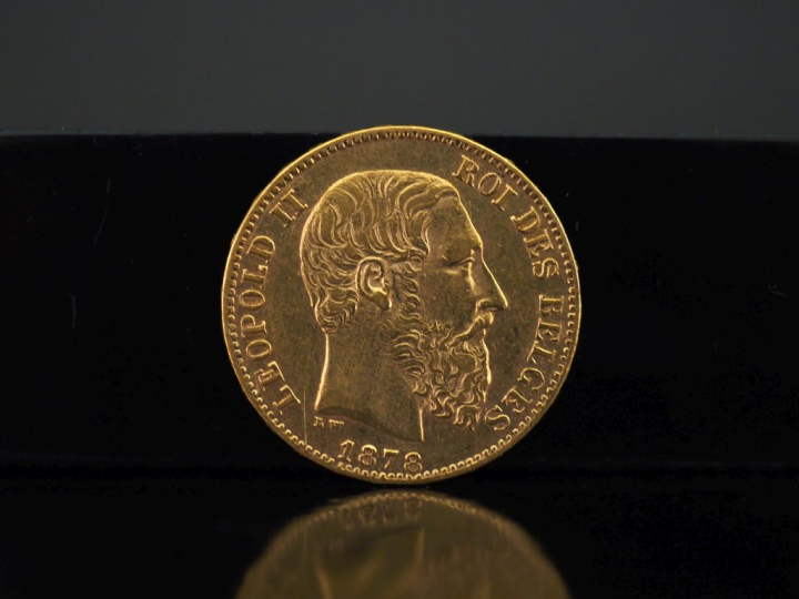 Pièce de 20 Francs or belge, Leopold II, 1878. FRAIS ACHETEURS 10% HT.