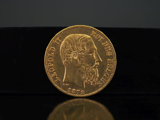 Vente aux enchères Pièce de 20 Francs or belge, Leopold II, 1878. FRAIS ACHETEURS 10% HT.