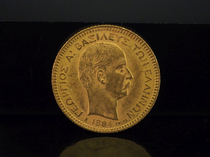 Pièce de 20 Drachmes or, 1884.  FRAIS ACHETEURS 10% HT.   