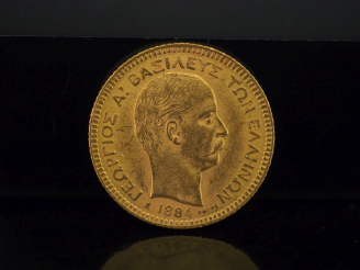 Vente aux enchères Pièce de 20 Drachmes or, 1884.  FRAIS ACHETEURS 10% HT.   