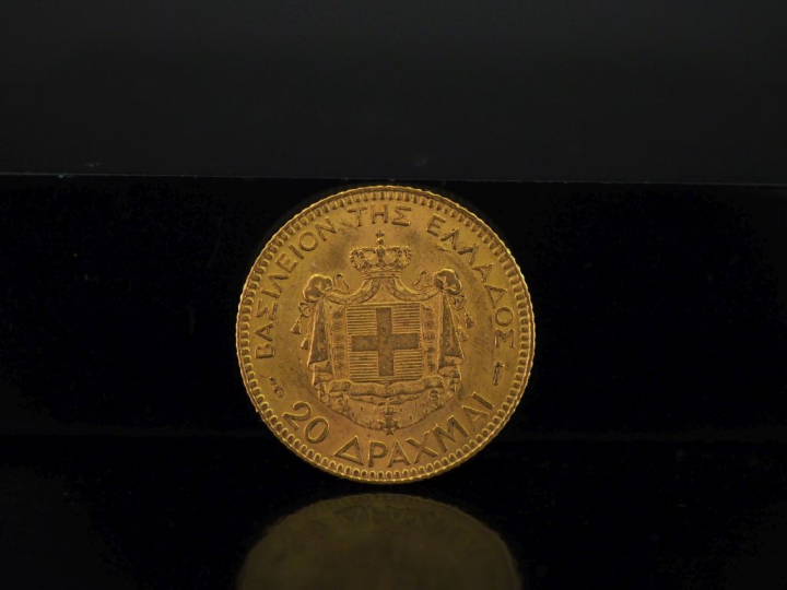 Pièce de 20 Drachmes or, 1884.  FRAIS ACHETEURS 10% HT.   