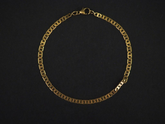 Vente aux enchères Bracelet souple en or jaune 750, maille plate marine.  Long. 19 cm Poi