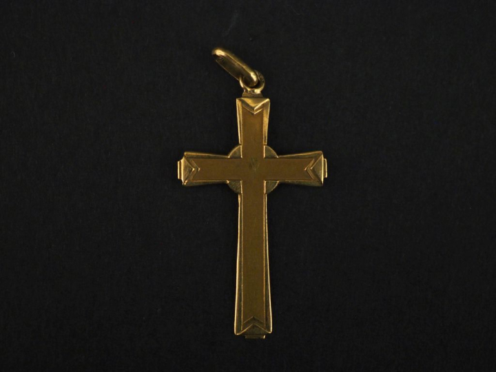 Pendentif de style Art déco en forme de croix en or jaune 750, agrémen