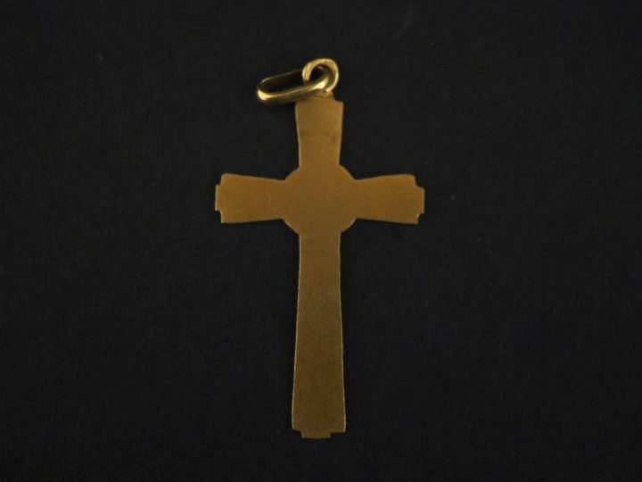 Pendentif de style Art déco en forme de croix en or jaune 750, agrémen