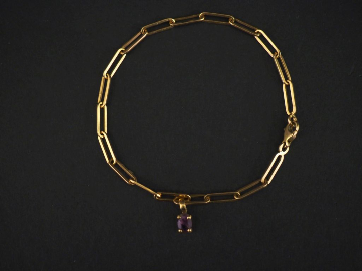 Bracelet souple en or jaune 750, maillons rectangulaires à angles arro