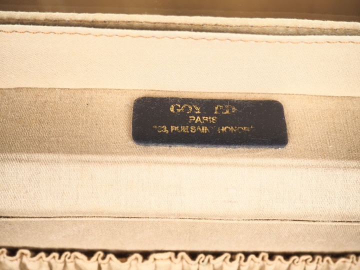 GOYARD, Paris Vanity en tissu gainé de cuir noir.  Garniture en métal 