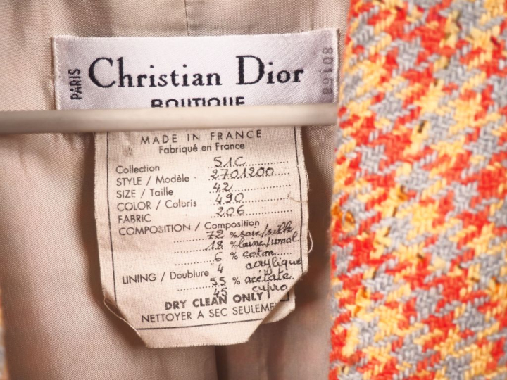 Christian DIOR, Boutique Ensemble de tailleur veste et jupe.  Veste en