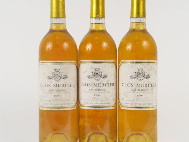 3 BOUTEILLES CLOS MERCIER SAUTERNES - 1994 - BLS