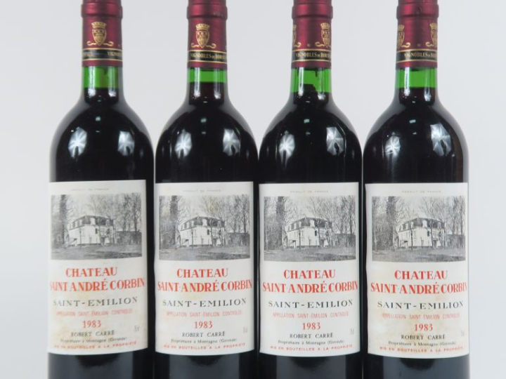 4 BOUTEILLES CHÂTEAU SAINT ANDRÉ CORBIN ST EMILION - 1983 - BG