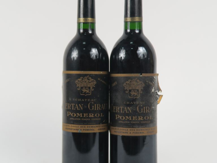 2 BOUTEILLES CHÂTEAU CERTAN GIRAUD POMEROL - 1985 - BG/1 EA