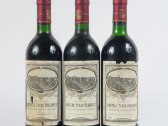 Vente aux enchères 3 BOUTEILLES CHÂTEAU TAYAC PLAISANCE MARGAUX - 1986 - BG/ELA