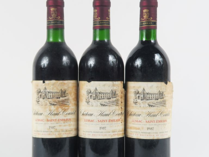3 BOUTEILLES CHÂTEAU HAUT COURLAT LUSSAC ST EMILION - 1987 - BG/ELA