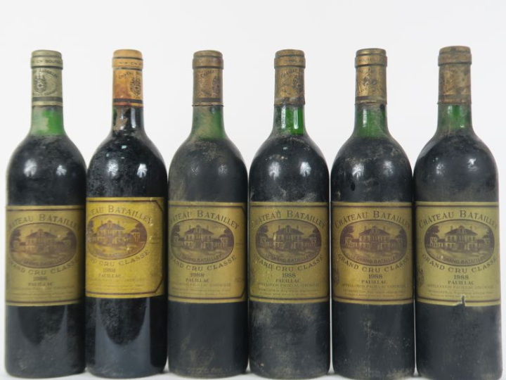 6 BOUTEILLES CHÂTEAU BATAILLEY GCC PAUILLAC - 1988 - LB/BS