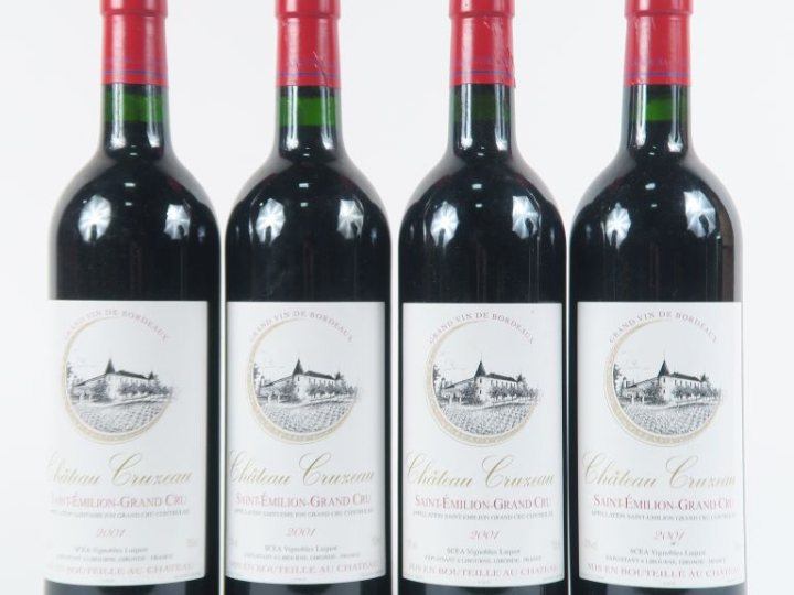 4 BOUTEILLES CHÂTEAU CRUZEAU GC ST EMILION - 2001