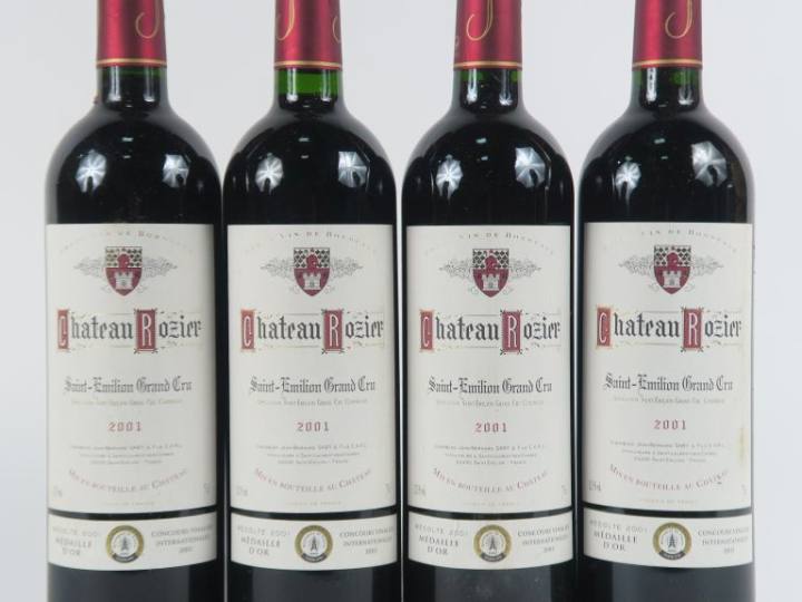 4 BOUTEILLES CHÂTEAU ROZIER GC ST EMILION - 2001