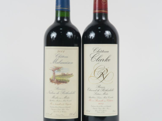 Vente aux enchères 2 BOUTEILLES de 2004 : 1 CHÂTEAU CLARKE LISTRAC MEDOC - 1 CHÂTEAU MALM
