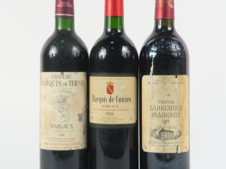 Vente aux enchères 3 BOUTEILLES de MARGAUX : 1 CHÂTEAU MARQUIS DE TERME GCC 1999 BG/ELA -