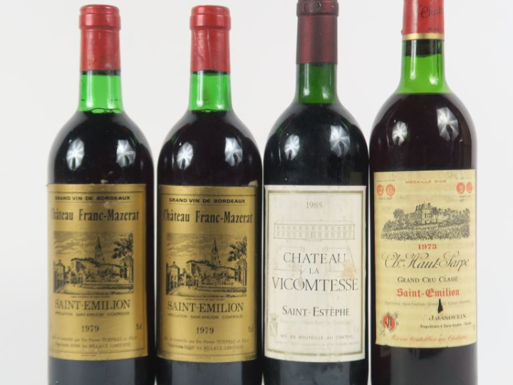 4 BOUTEILLES : 2 CHÂTEAU FRANC MAZERAT ST EMILION 1979 BG - 1 CHÂTEAU 