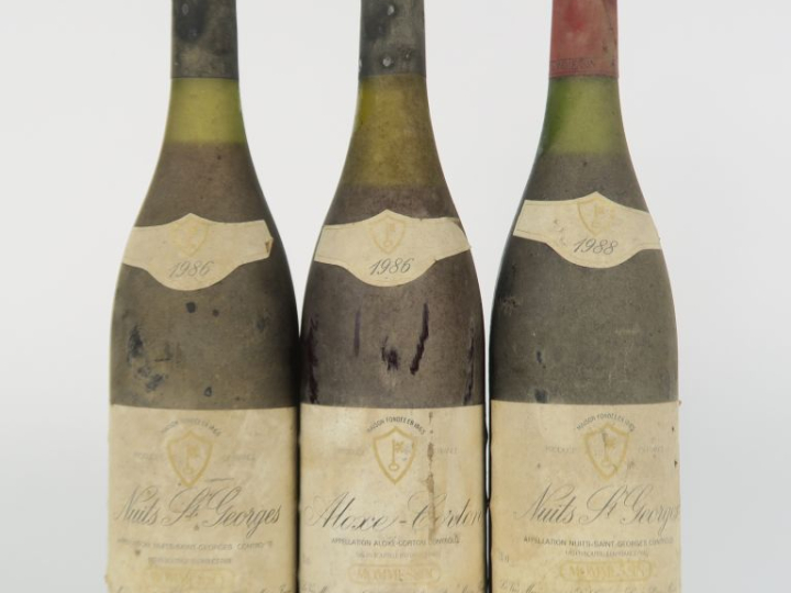 3 BOUTEILLES MOMMESSIN : 2 NUITS ST GEORGES (1 de 1986/1 de 1988) BS -