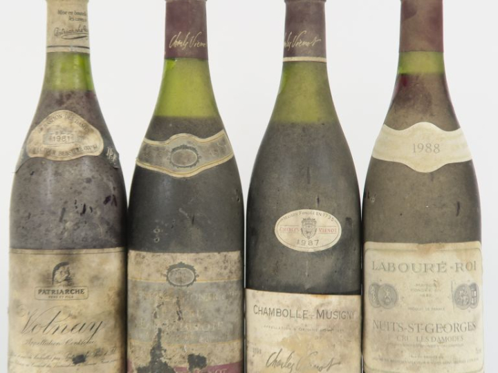 4 BOUTEILLES : 1 CHAMBOLLE MUSIGNY CHARLES VIENOT 1987 BS - 1 VOLNAY P