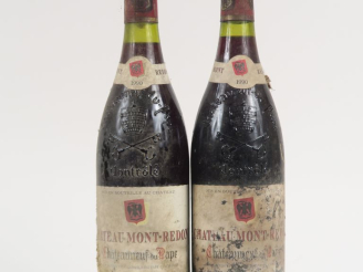 Vente aux enchères 2 BOUTEILLES CHÂTEAUNEUF DU PAPE CHÂTEAU MONT REDON - 1990 - BS/EA