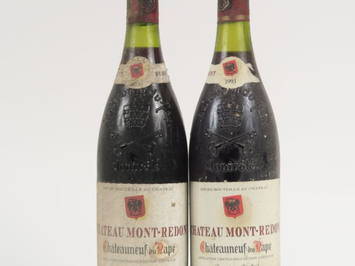 2 BOUTEILLES CHÂTEAUNEUF DU PAPE CHÂTEAU MONT REDON - 1 de 1989/1 de 1