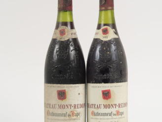 Vente aux enchères 2 BOUTEILLES CHÂTEAUNEUF DU PAPE CHÂTEAU MONT REDON - 1 de 1989/1 de 1