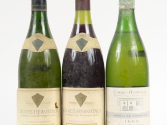 Vente aux enchères 3 BOUTEILLES CROZES HERMITAGE : 1 DOMAINE COMBIER BLANC 1993 - 2 CAVE 
