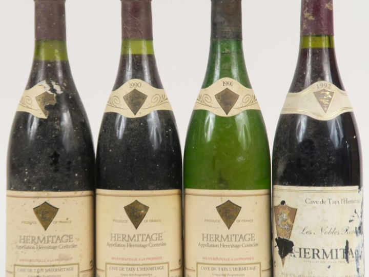 4 BOUTEILLES HERMITAGE CAVE DE TAIN L'HERMITAGE : 1 BLANC 1991 BS - 2 