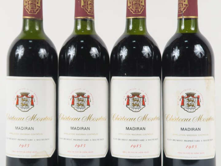 4 BOUTEILLES CHÂTEAU MONTUS MADIRAN - 1985 - 1 LB/1 LB-HEP/1 HEP/1 MEP