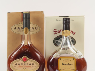 Vente aux enchères 2 BOUTEILLES : 1 ARMAGNAC JANNEAU VS *** COFFRET - 1 BAS ARMAGNAC SAMA