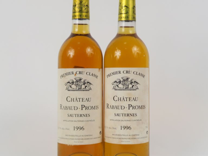 2 BOUTEILLES CHÂTEAU RABAUD PROMIS 1er CC SAUTERNES -1996 - 1 ETLA
