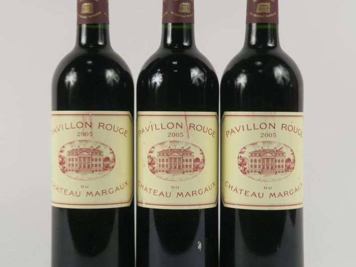 3 BOUTEILLES PAVILLON ROUGE DU CHÂTEAU MARGAUX - 2005 - 2 ETLA