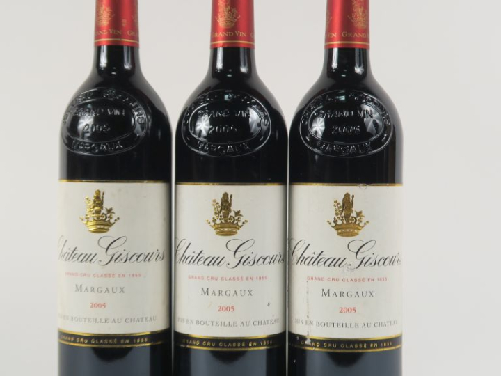 3 BOUTEILLES CHÂTEAU GISCOURS GCC MARGAUX - 2005 - 1 ELA