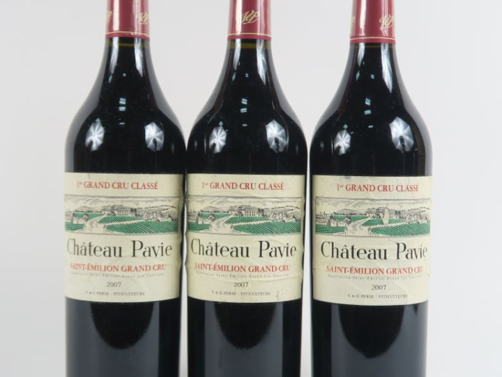 3 BOUTEILLES CHÂTEAU PAVIE 1er GCC ST EMILION - 2007 - ETL FROISSÉES