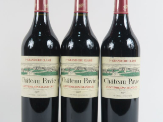 Vente aux enchères 3 BOUTEILLES CHÂTEAU PAVIE 1er GCC ST EMILION - 2007 - ETL FROISSÉES